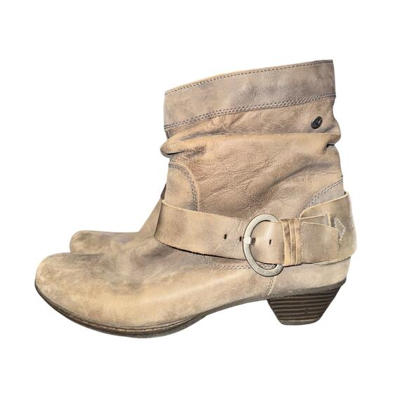 PIKOLINOS Shoes - Pikolinos Brujas Ankle Boots Women's Size 9 Taupe Leather Side Zip Shoe Buckle